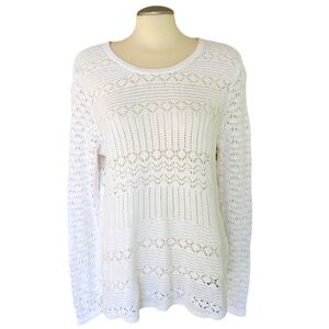 NR White Crochet Cotton Blend Knit Sweater Women's Size XL EUC